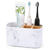 GFWARE Toothbrush Stand – Designer Bathroom Counter Accent with Running-Water Pattern, 5-Compartment Organizer