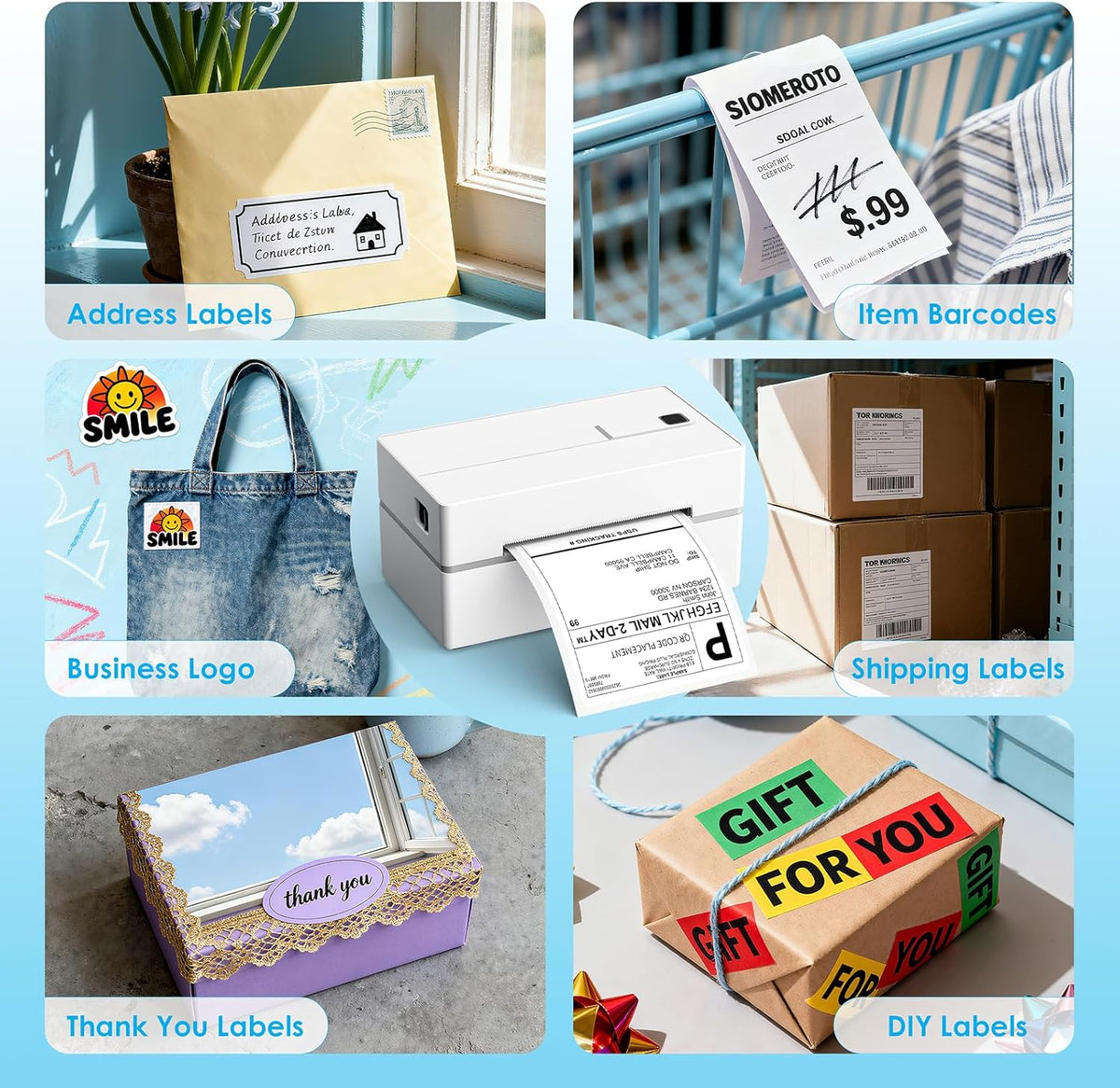 KNAON Thermal Label Printer – Practical Birthday Gift for Her, 4x6 Bluetooth Shipping Label Maker for Crafters and Small Business Owners