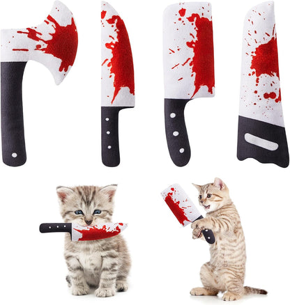 knife-shaped plush design with horror/halloween theme and multicolor pattern