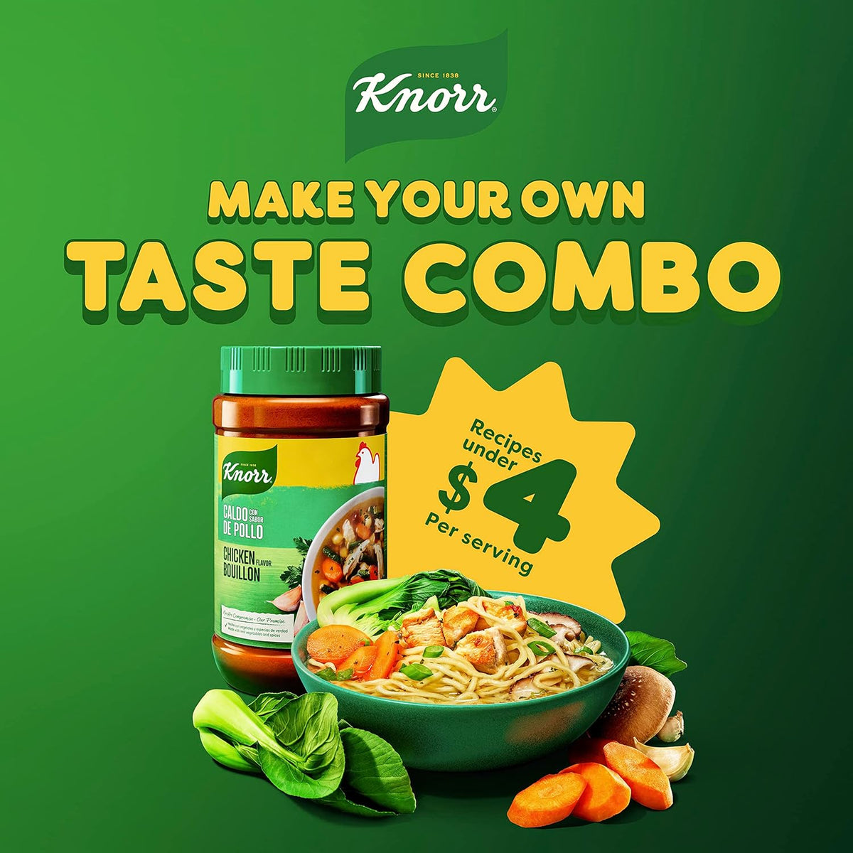 Knorr Granulated Chicken Bouillon – Low-Cholesterol Seasoning for Wellness-Focused Meal Prep, 32 oz
