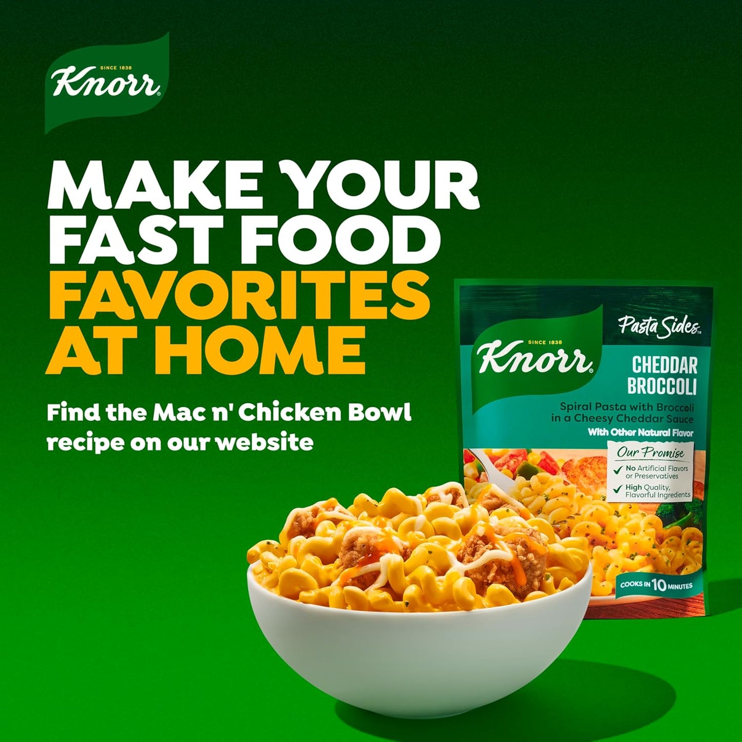Knorr Pasta Sides Cheddar Broccoli Fusilli – Pantry-Stocked Side Dish to Power Through Busy Workweek Meals
