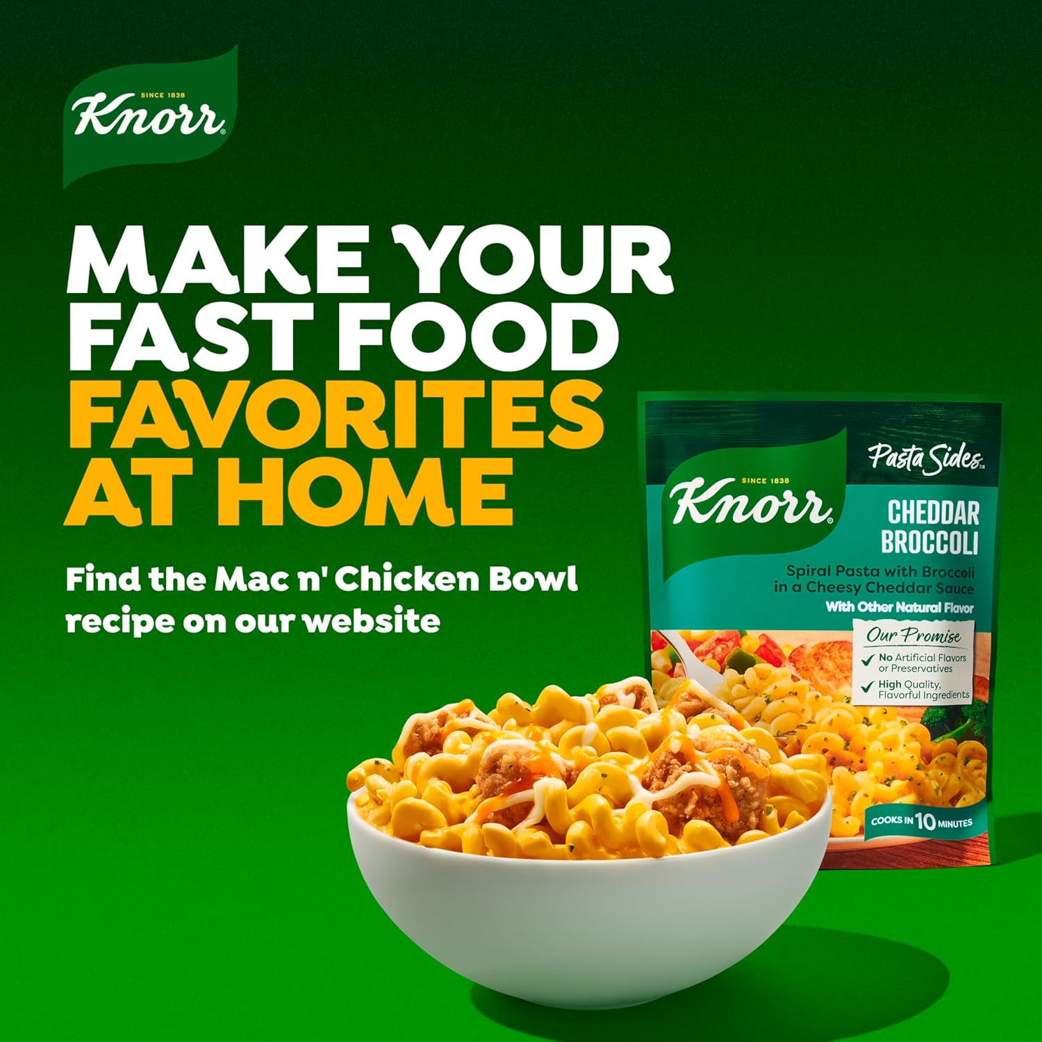 Knorr Pasta Sides Cheddar Broccoli Fusilli – Pantry-Stocked Side Dish to Power Through Busy Workweek Meals
