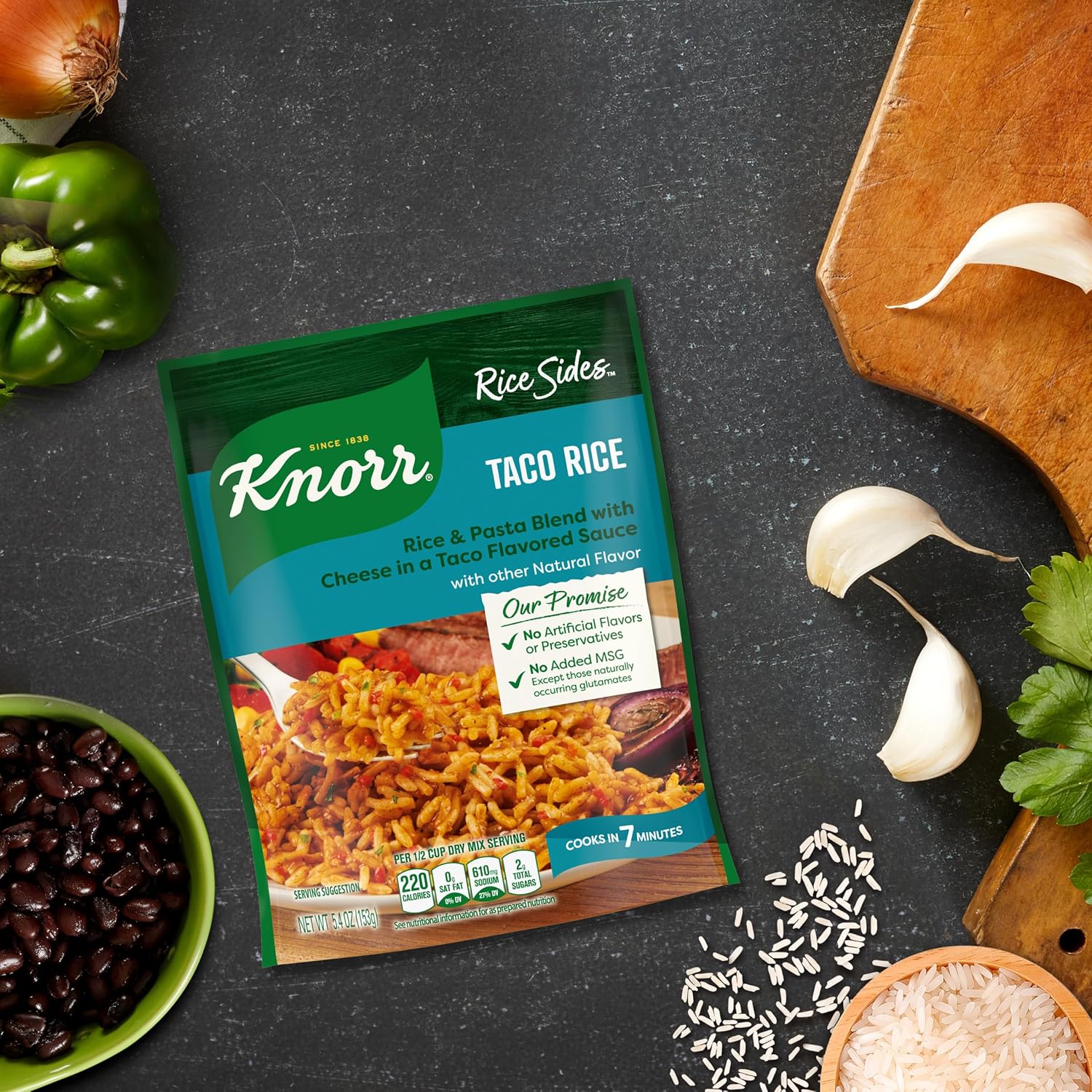 Knorr Rice Sides Taco Rice Quick Side for Mexican-Themed Family Dinners, 5.4 oz