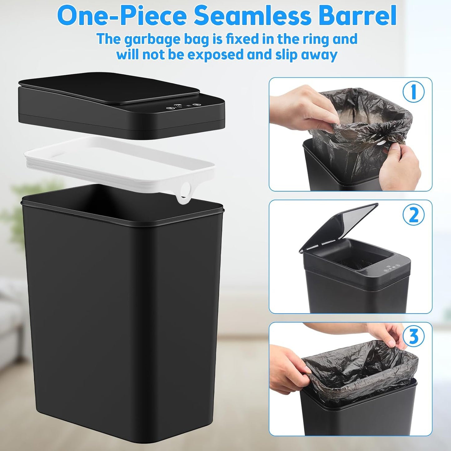 KOEYLE 2-Pack Motion Sensor Waste Bin – Discreet Office Bin for Focused Work Sessions