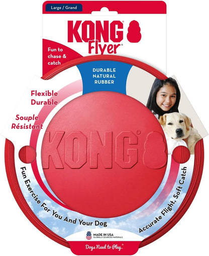 KONG Flyer Natural Rubber Dog Fetch Disc for Backyard and Beach Play, Outdoor Flying Toy for Active Medium and Large Dogs