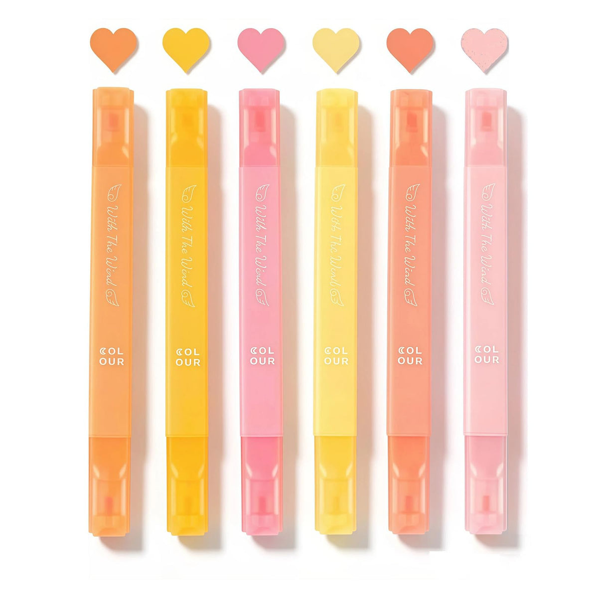 konket 6Pcs Aesthetic Cute Highlighters with Soft Chisel Tip, Double Ended Highlighter, Quick Dry Assorted Colors Highlighters Markers for School Supplies and Office Journaling