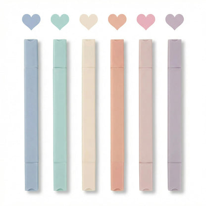 konket 6pcs Pastel Highlighters Aesthetic Cute Highlighters Double Head Highlighter Soft Chisel Tip Marker for Diary Plan Notes