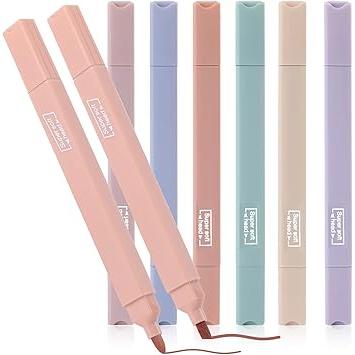 konket Soft Chisel Tip Highlighters – 6pc Assorted Set for Office Documents and Study Sessions