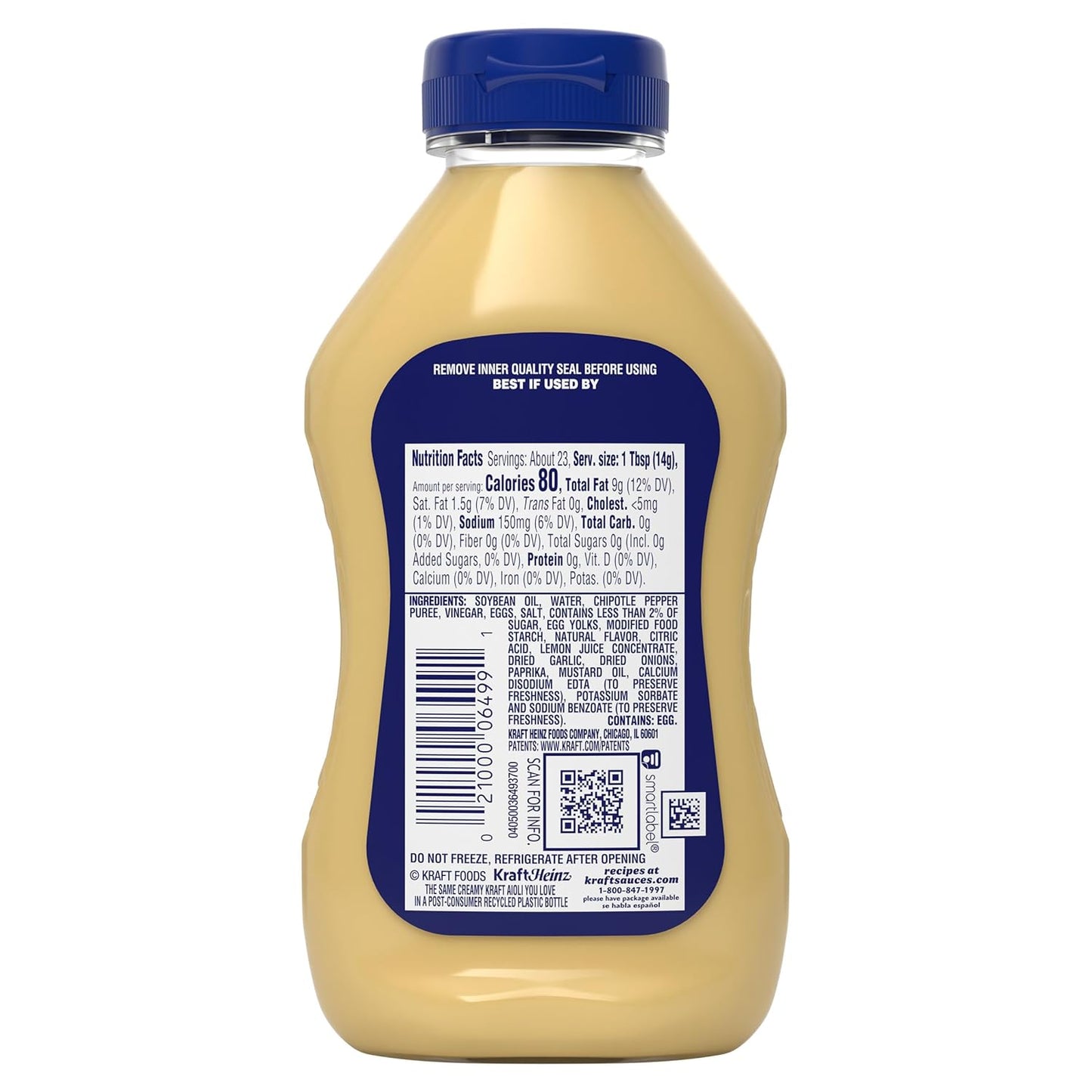 Kraft Chipotle Aioli 12 fl oz Squeeze Bottle — Flavor-Lover Gift for Her, Housewarming and Birthday Present for Foodies