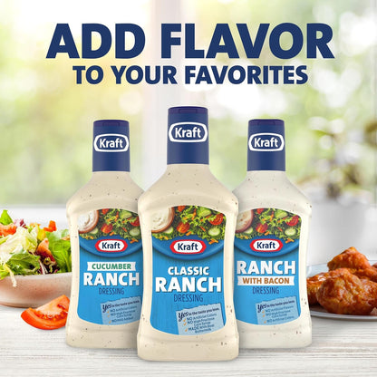 Kraft Classic Ranch Dressing – Clean-Label Dressing with No HFCS for Salad Prep and Meal Prep Sundays