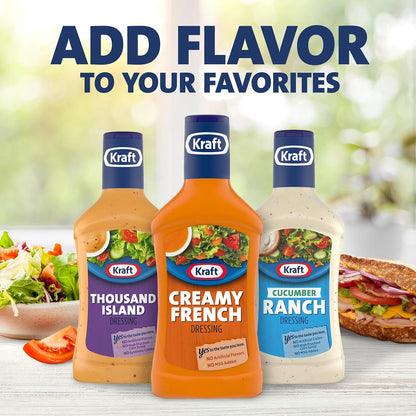 Kraft Creamy French Dressing – Family Pantry Staple for Kid Lunchboxes, 16 fl oz Bottle
