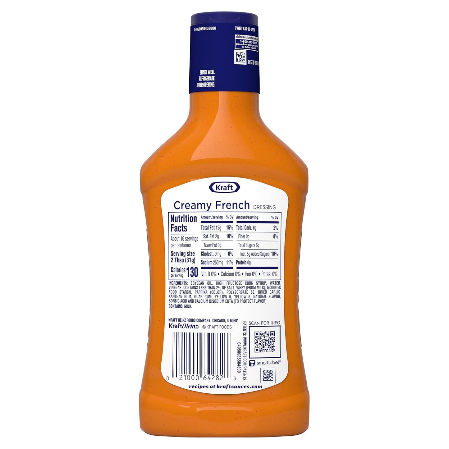 Kraft Creamy French Dressing – Family Pantry Staple for Kid Lunchboxes, 16 fl oz Bottle