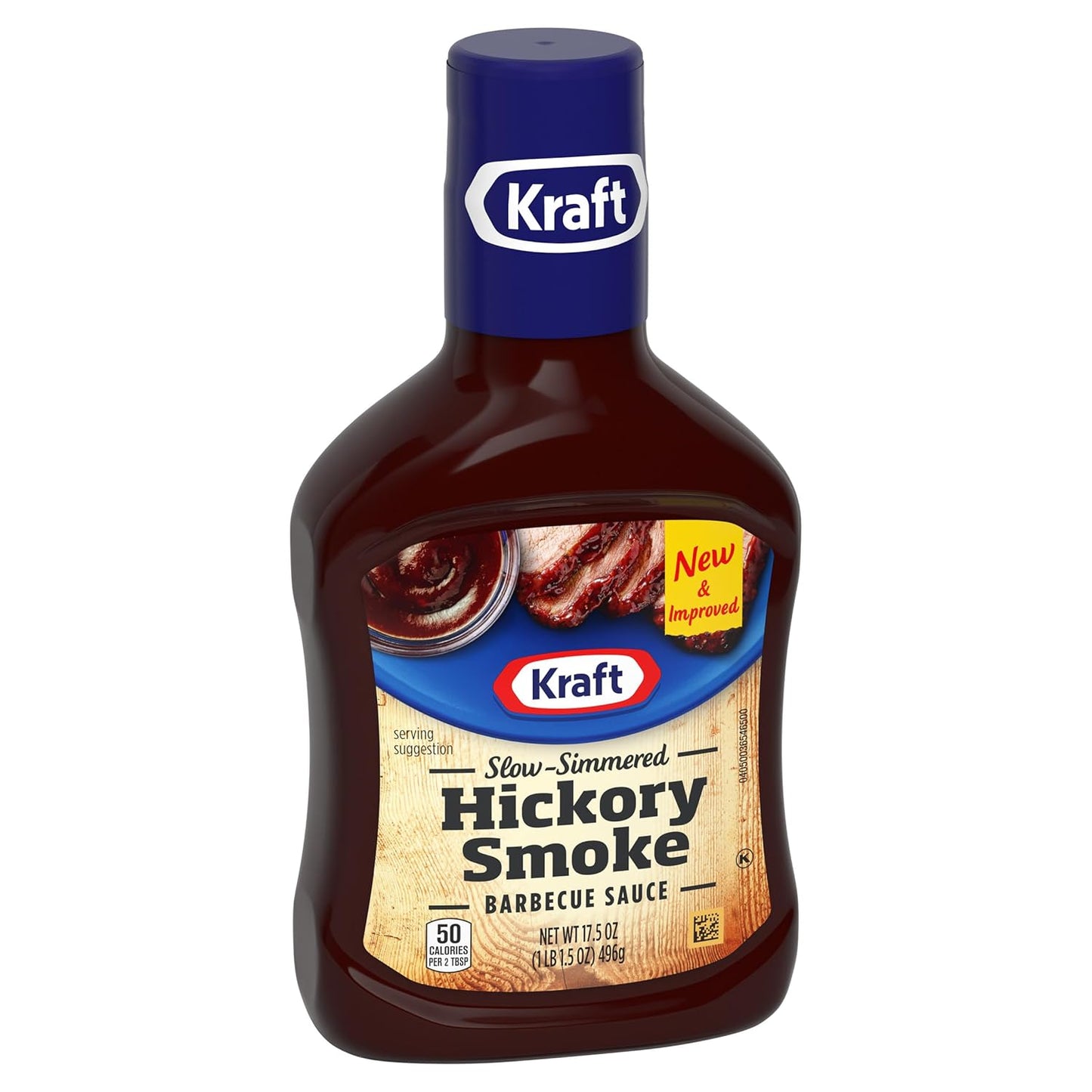 Kraft Hickory Smoke Slow-Simmered Barbecue Sauce, 17.5 oz Bottle – Backyard Grill Glaze for Ribs, Burgers, and Tailgate Cookouts