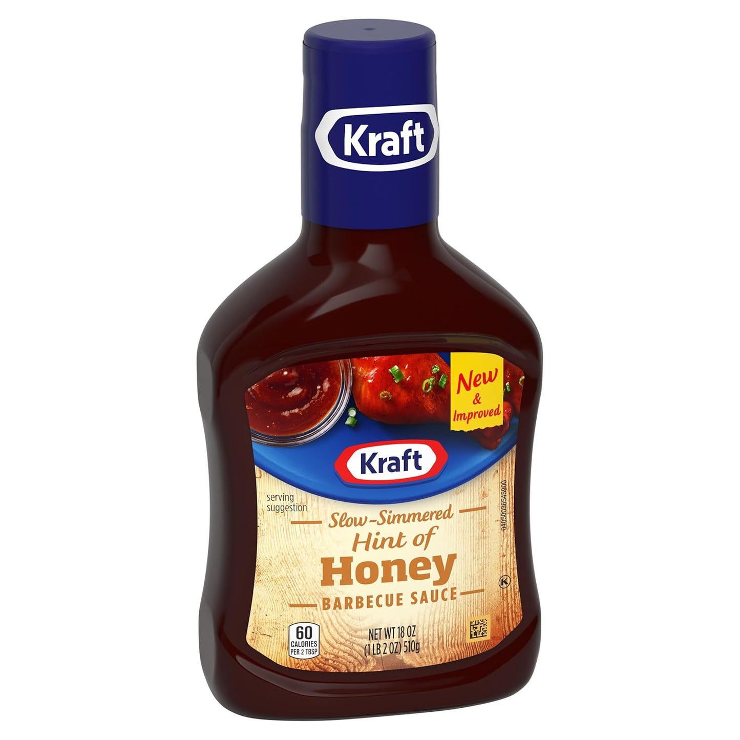 Kraft Hint of Honey Slow-Simmered Barbecue BBQ Sauce 18 oz – Backyard Grill Glaze for Ribs, Chicken and Brisket