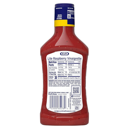 Kraft Lite Raspberry Vinaigrette – Calorie-Conscious Salad Dressing for Macro Tracking and Meal Prep, 16 fl oz