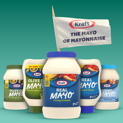 Kraft Real Mayo Creamy & Smooth Mayonnaise for Keto Wellness Routines and Mindful Low-Carb Meal Prep, 30 fl oz Jar