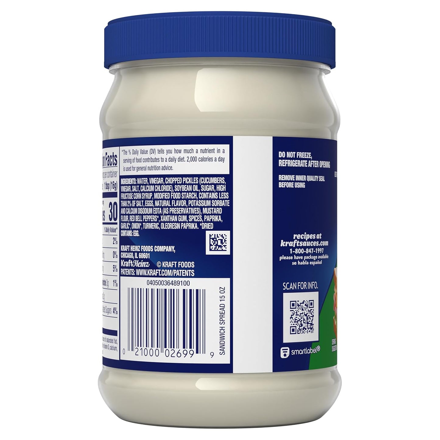 Kraft Sandwich Spread – Kid-Friendly Lunchbox Staple for School Sandwiches, 15 fl oz Jar