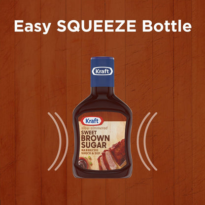 Kraft Sweet Brown Sugar Slow-Simmered Barbecue Sauce, 18 oz Squeeze Bottle for Grilling and Tailgating