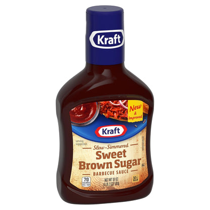 Kraft Sweet Brown Sugar Slow-Simmered Barbecue Sauce, 18 oz Squeeze Bottle for Grilling and Tailgating