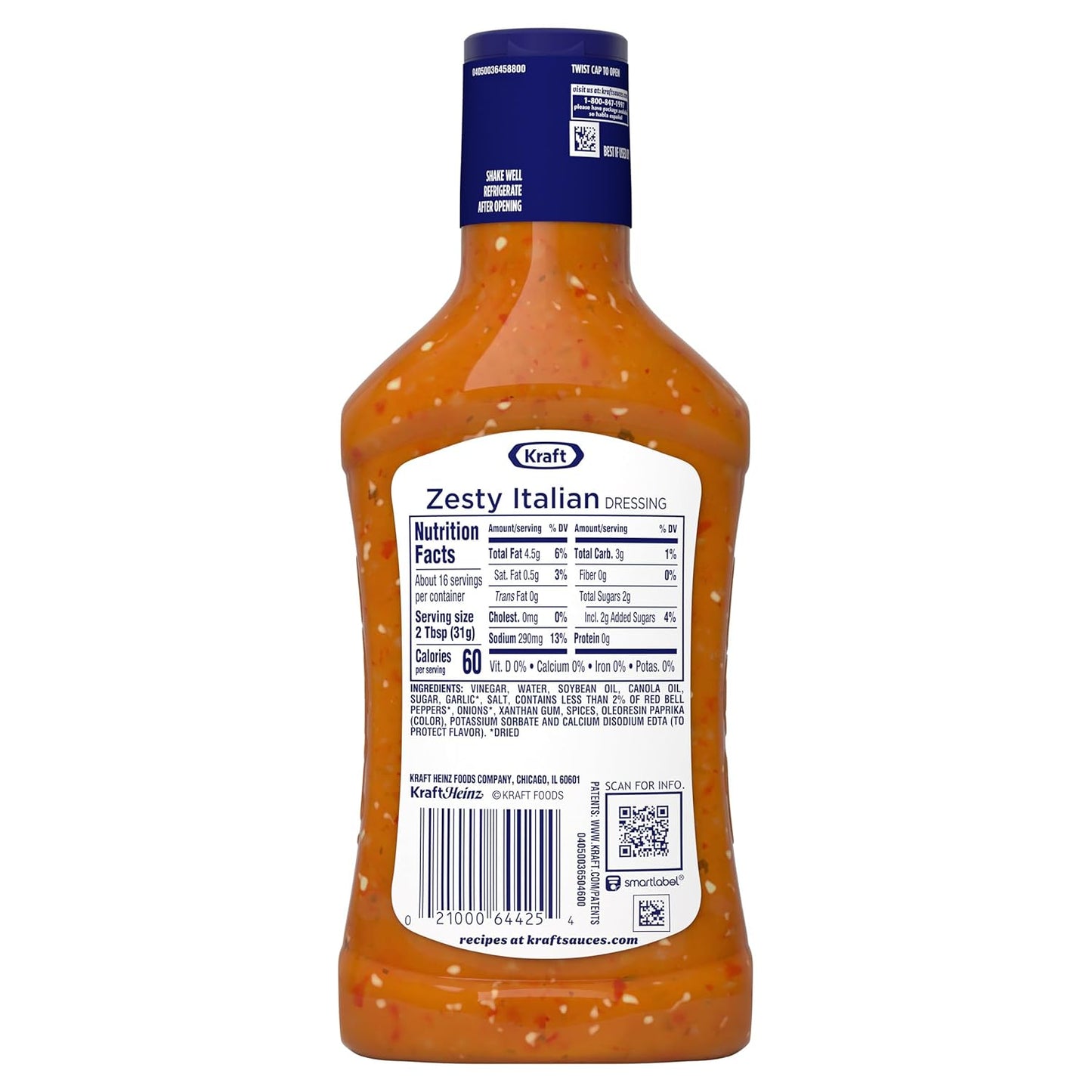 Kraft Zesty Italian Dressing – Kid Friendly Family Dinner Topping for Pasta Salads and Sandwiches