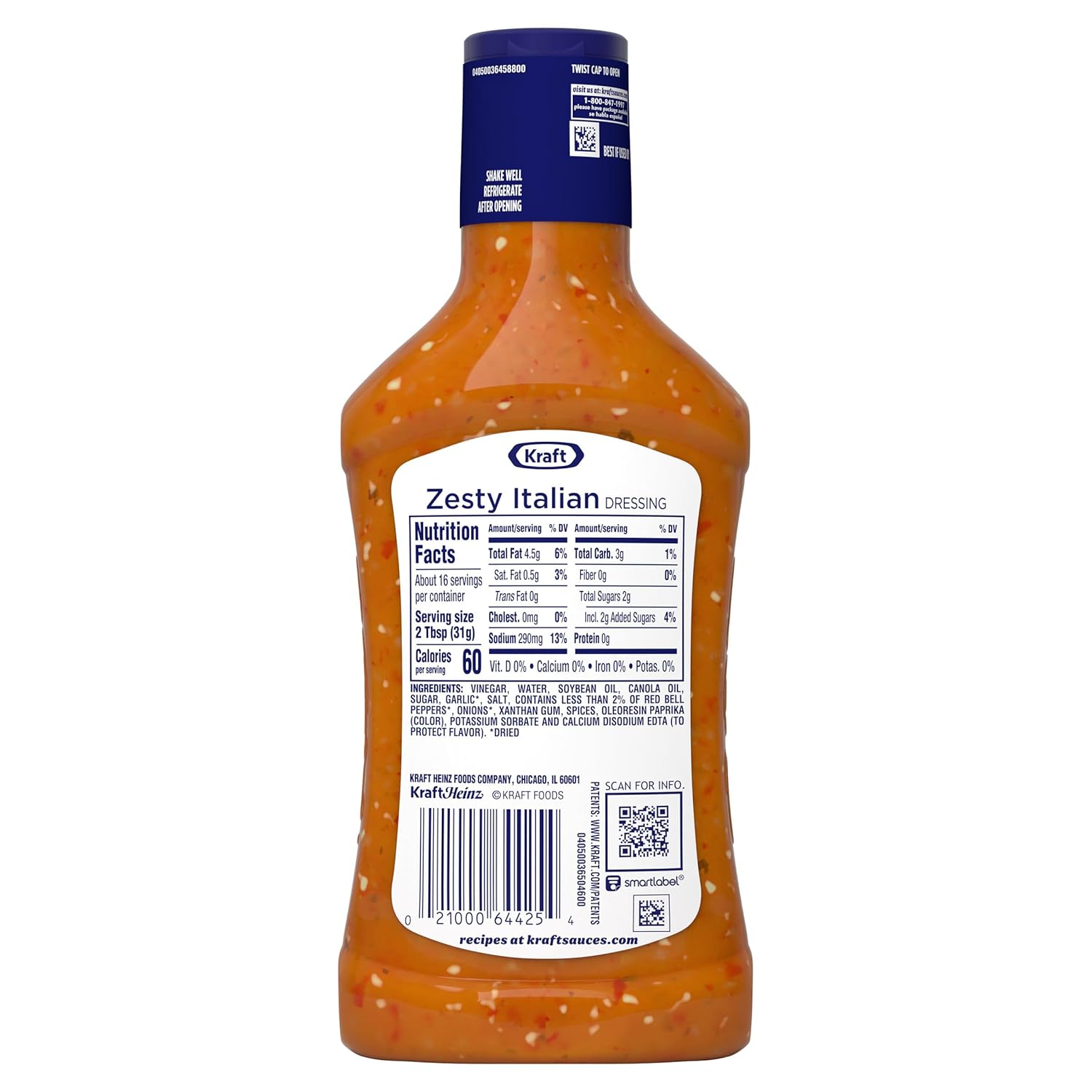 Kraft Zesty Italian Dressing – Kid Friendly Family Dinner Topping for Pasta Salads and Sandwiches