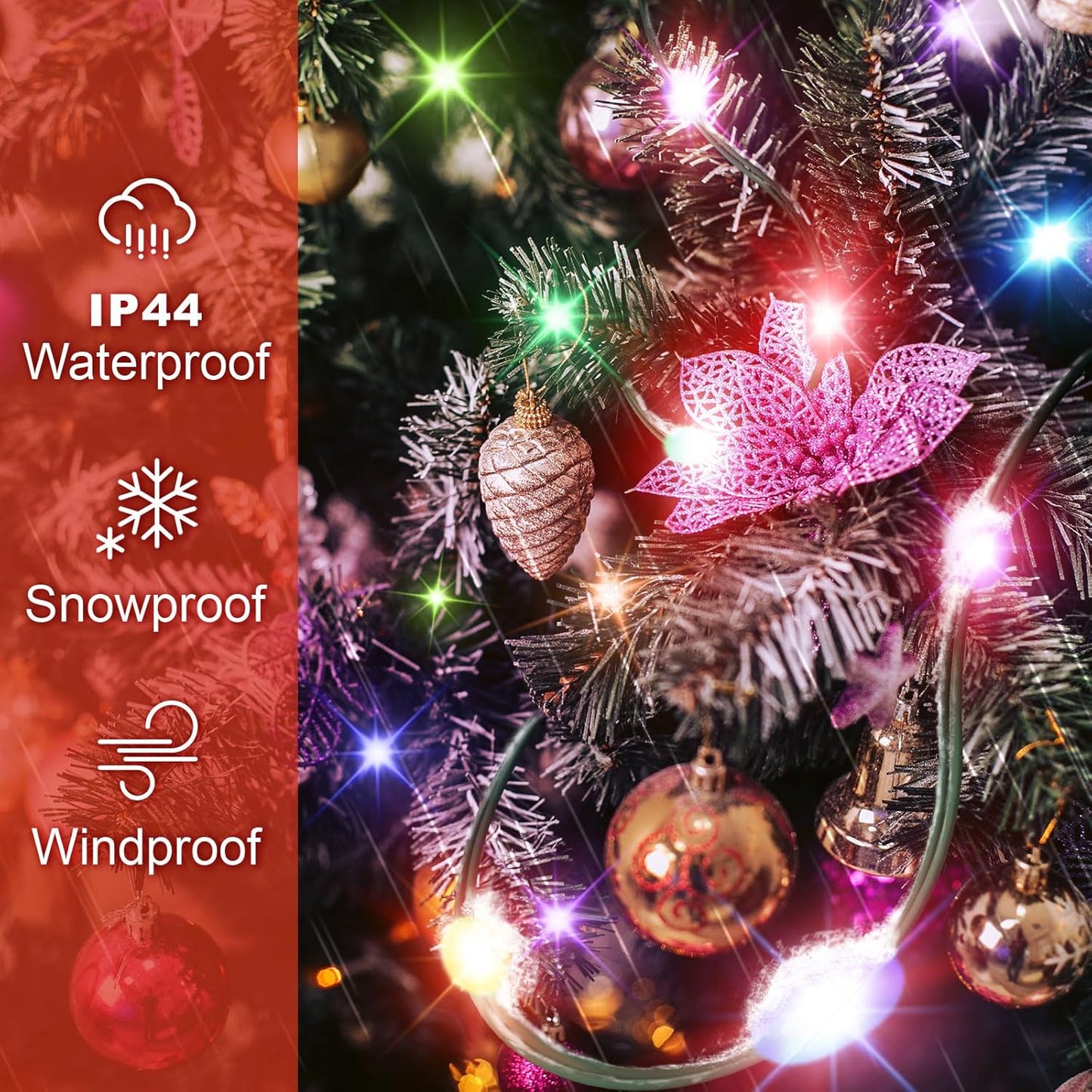 Kringle Bros Outdoor Christmas Tree Lights – Waterproof Halo Ring for Patio, Storefront & Garden Decor