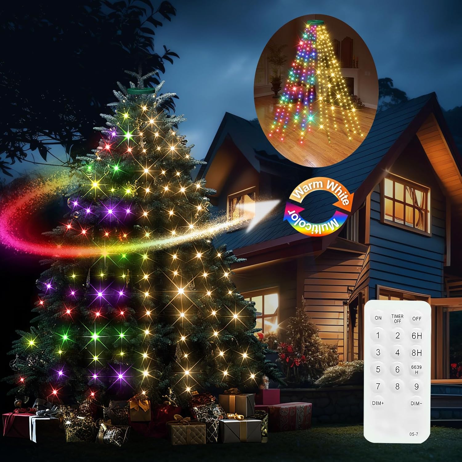 Kringle Bros Outdoor Christmas Tree Lights – Waterproof Halo Ring for Patio, Storefront & Garden Decor