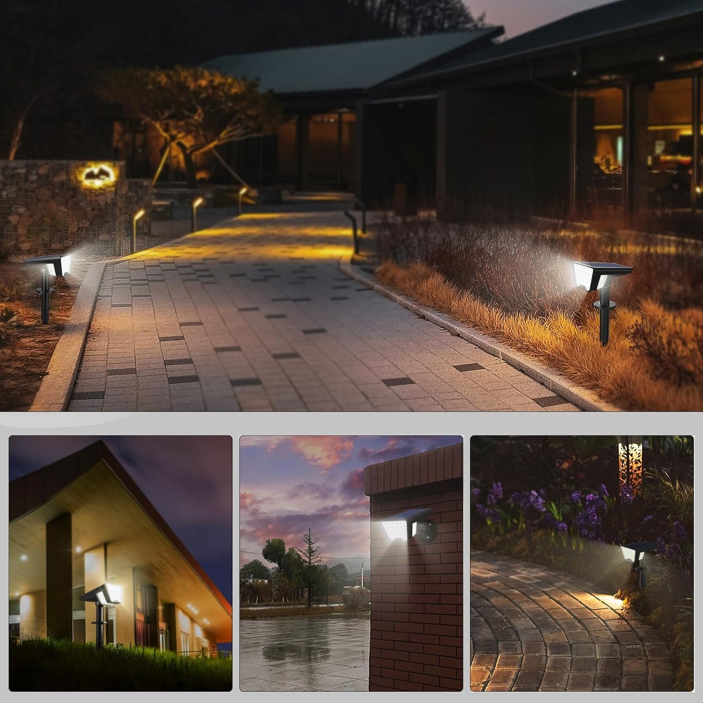 Kyson Solar Spot Lights, Clean Line 4-Source Design for Uncluttered Modern Garden & Minimalist Patio Spaces