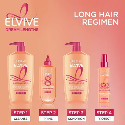 L'Oreal Paris Elvive Dream Lengths Shampoo and Conditioner Set – One Bundle, No Extra Steps, Long Hair Repair Simplified