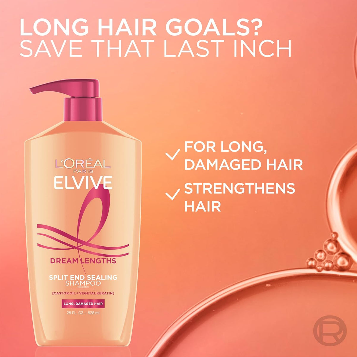 L'Oreal Paris Elvive Dream Lengths Shampoo and Conditioner Set – One Bundle, No Extra Steps, Long Hair Repair Simplified