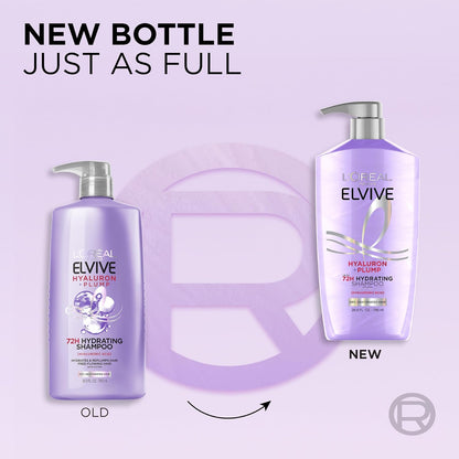 L'Oreal Paris Elvive Hyaluron Plump Shampoo and Conditioner Set – Boutique-Inspired Hydration Duo for Dry Hair, Cherry Blossom Scent