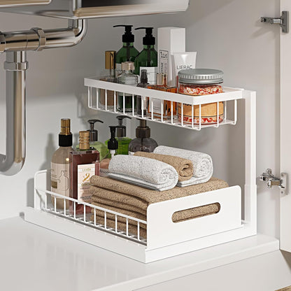 l-shaped 2-tier design with narrow top tier and wide bottom tier to clear plumbing