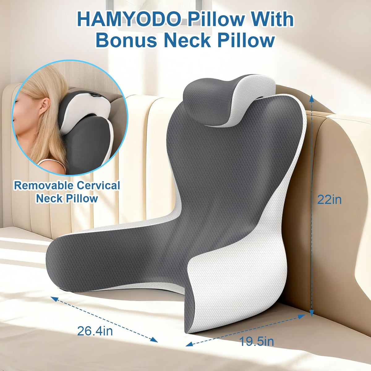 l-shaped design with integrated armrests