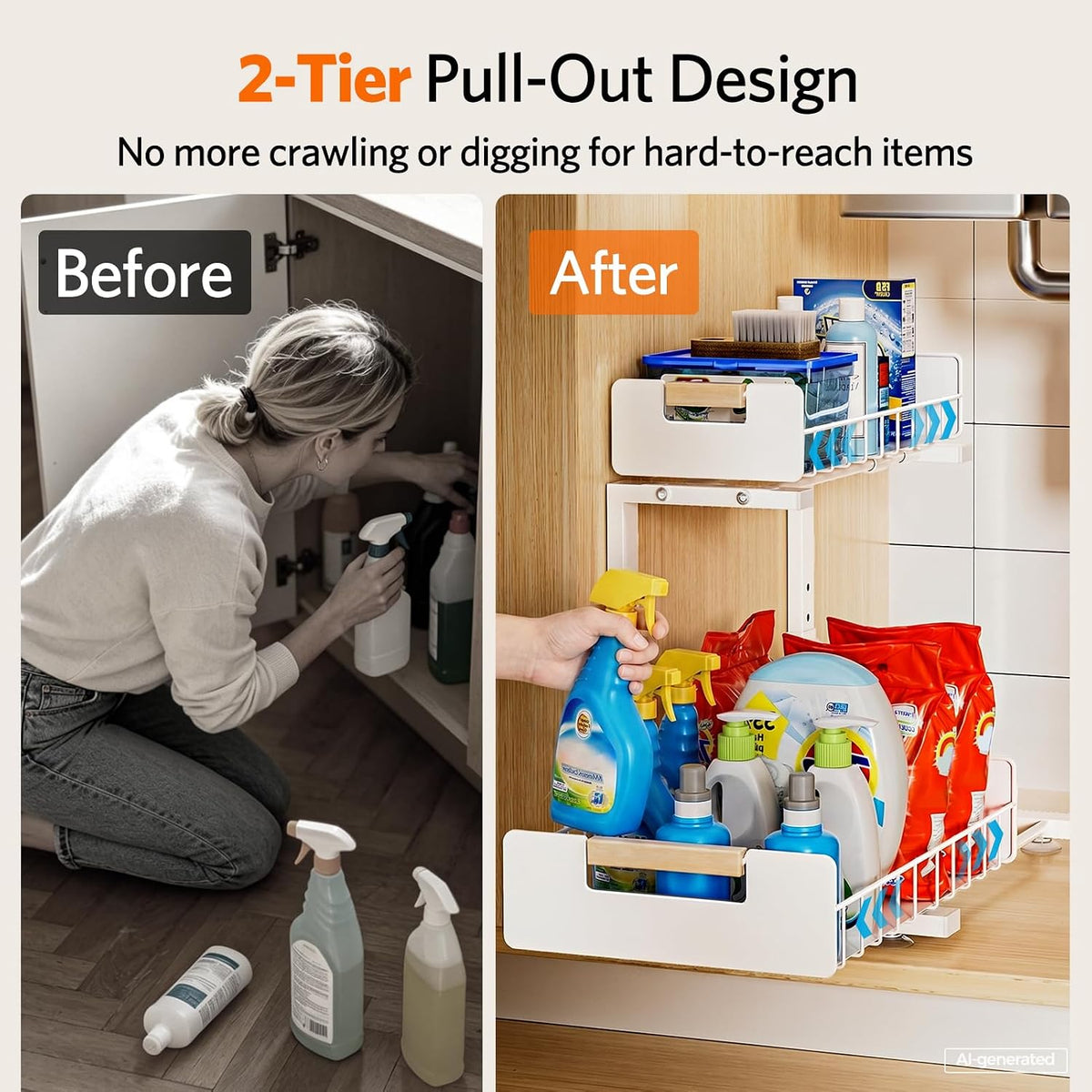 l-shaped metal frame engineered to fit around plumbing and garbage disposal pipes