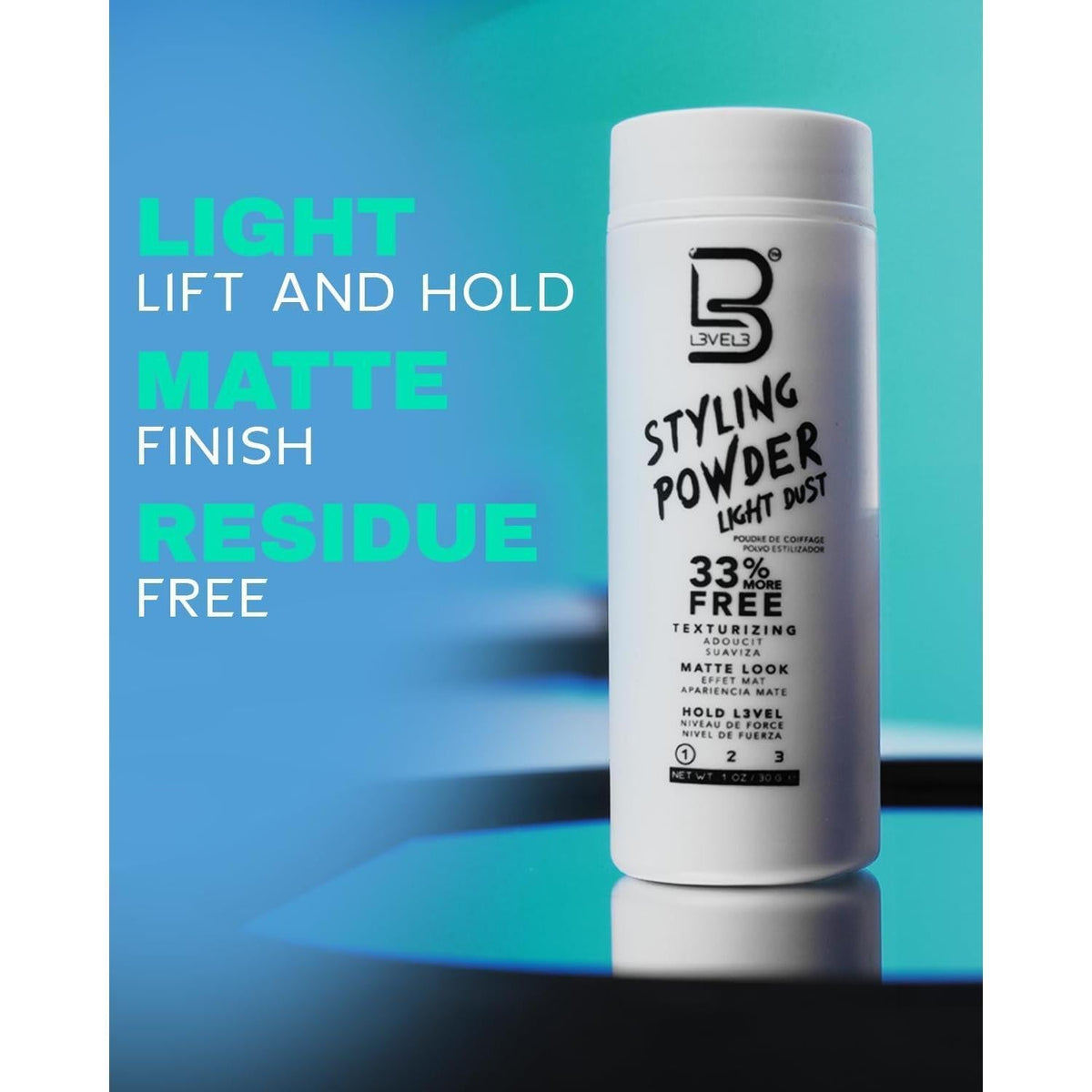 L3 Level 3 Light Hold Styling Powder – Housewarming Gift for the Style-Conscious Guy, 30 g Buildable Volume Powder