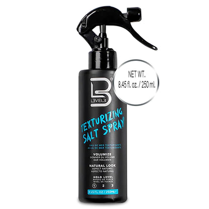 L3 Level 3 Sea Salt Texturizing Spray – Self-Care Hair Mist for Post-Shower Rituals and Mindful Styling, Moisture-Rich Castor Oil Blend