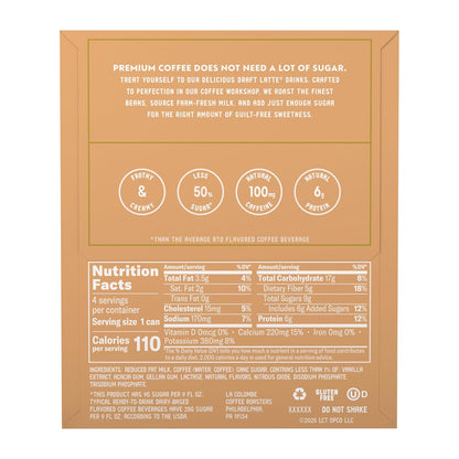 La Colombe Vanilla Draft Latte - Premium Coffee Lover Gift Set, 4-Pack of Cold Brew Draft Lattes with Stylish Presentation