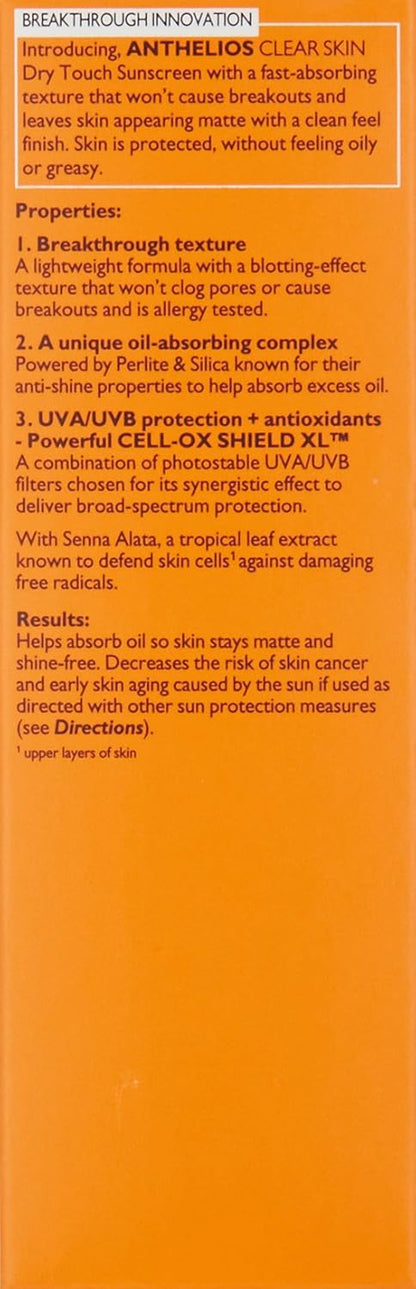 La Roche-Posay Anthelios Clear Skin Dry Touch SPF 60 – Safe Sun Care for Sensitive Skin, Allergy-Tested Formula