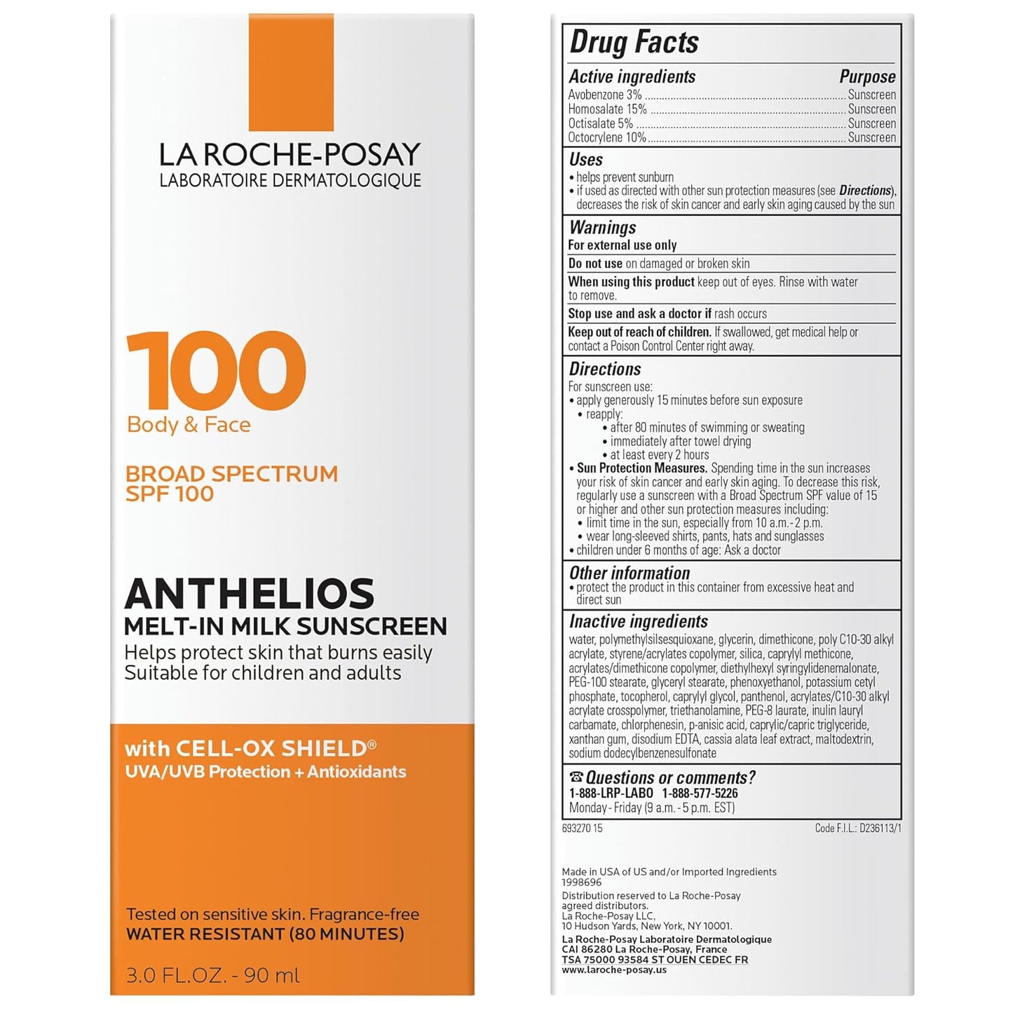 La Roche-Posay Anthelios Melt-In Milk SPF 100 for Kids Ages 3+, Pool and Splash Pad