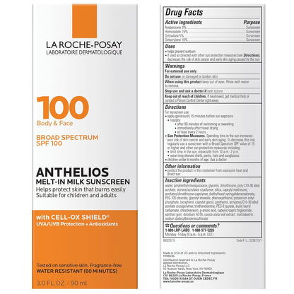 La Roche-Posay Anthelios Melt-In Milk SPF 100 for Kids Ages 3+, Pool and Splash Pad