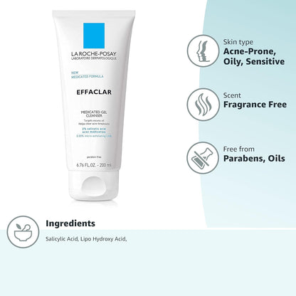 La Roche-Posay Effaclar Medicated Gel Wash – Dorm-Safe Breakout Fighter for Teenagers