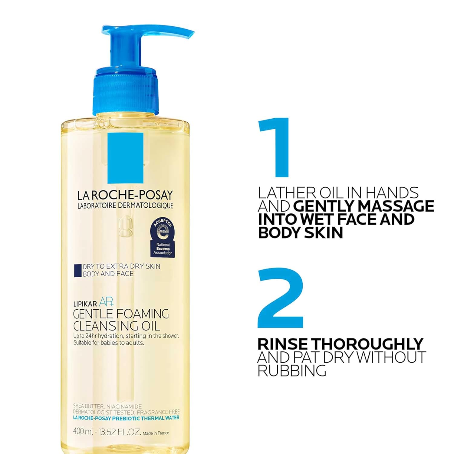La Roche-Posay Lipikar AP+ Foaming Cleansing Oil – Pediatrician-Tested Baby Wash for Newborns 2 Weeks and Up, Gentle Family Bath