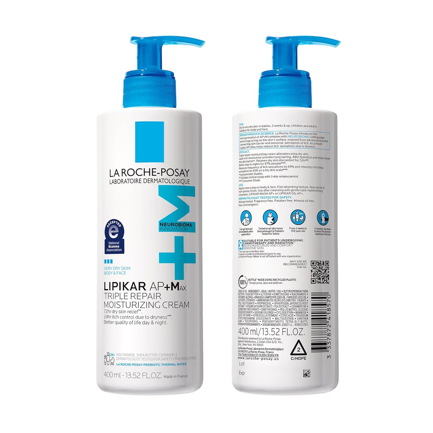 La Roche-Posay Lipikar AP+MAX Hypoallergenic Moisturizer | National Eczema Association-Accepted Barrier Repair