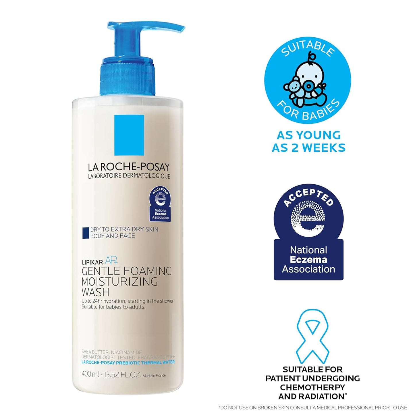 La Roche-Posay Lipikar AP+ Non-Irritating Gentle Cleanser – Dermatologist-Tested Eczema Body Wash