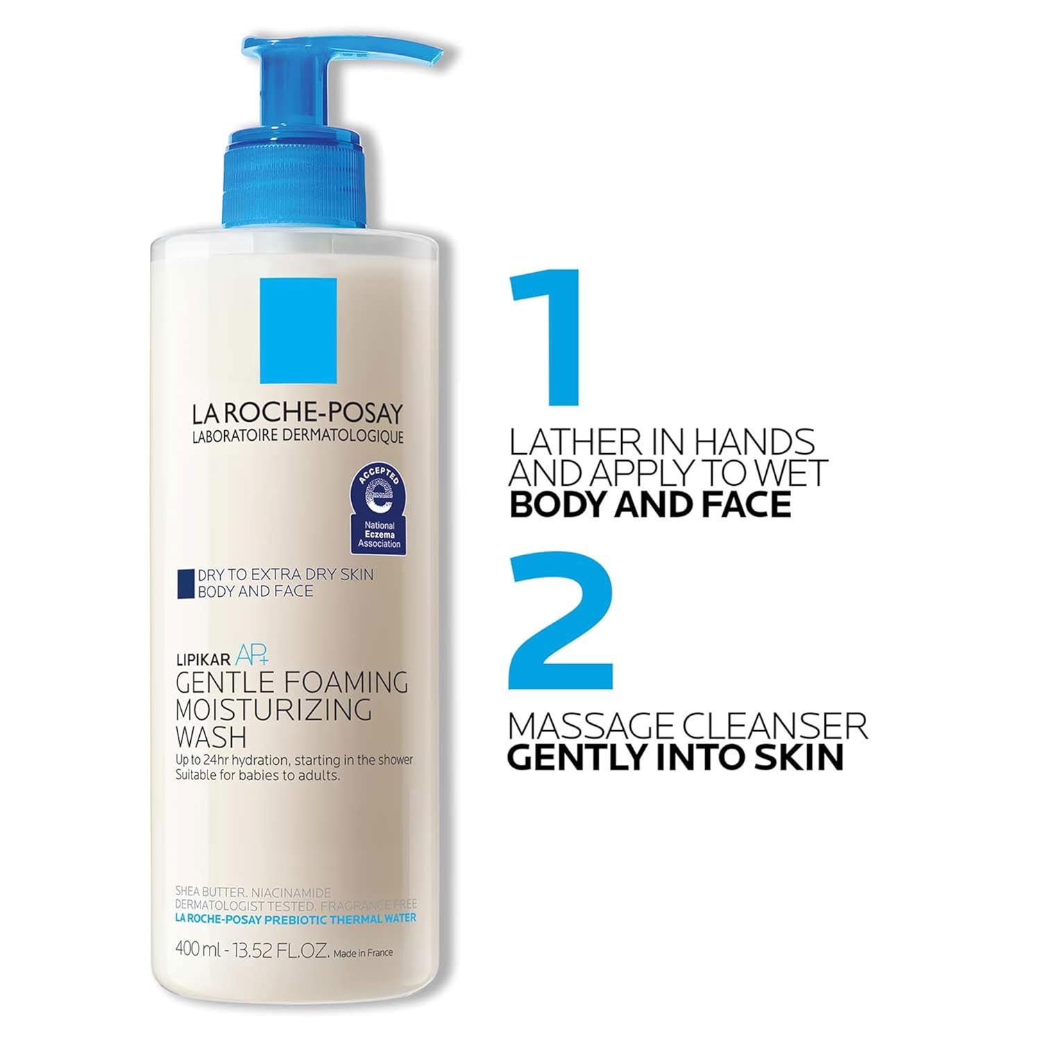 La Roche-Posay Lipikar AP+ Non-Irritating Gentle Cleanser – Dermatologist-Tested Eczema Body Wash