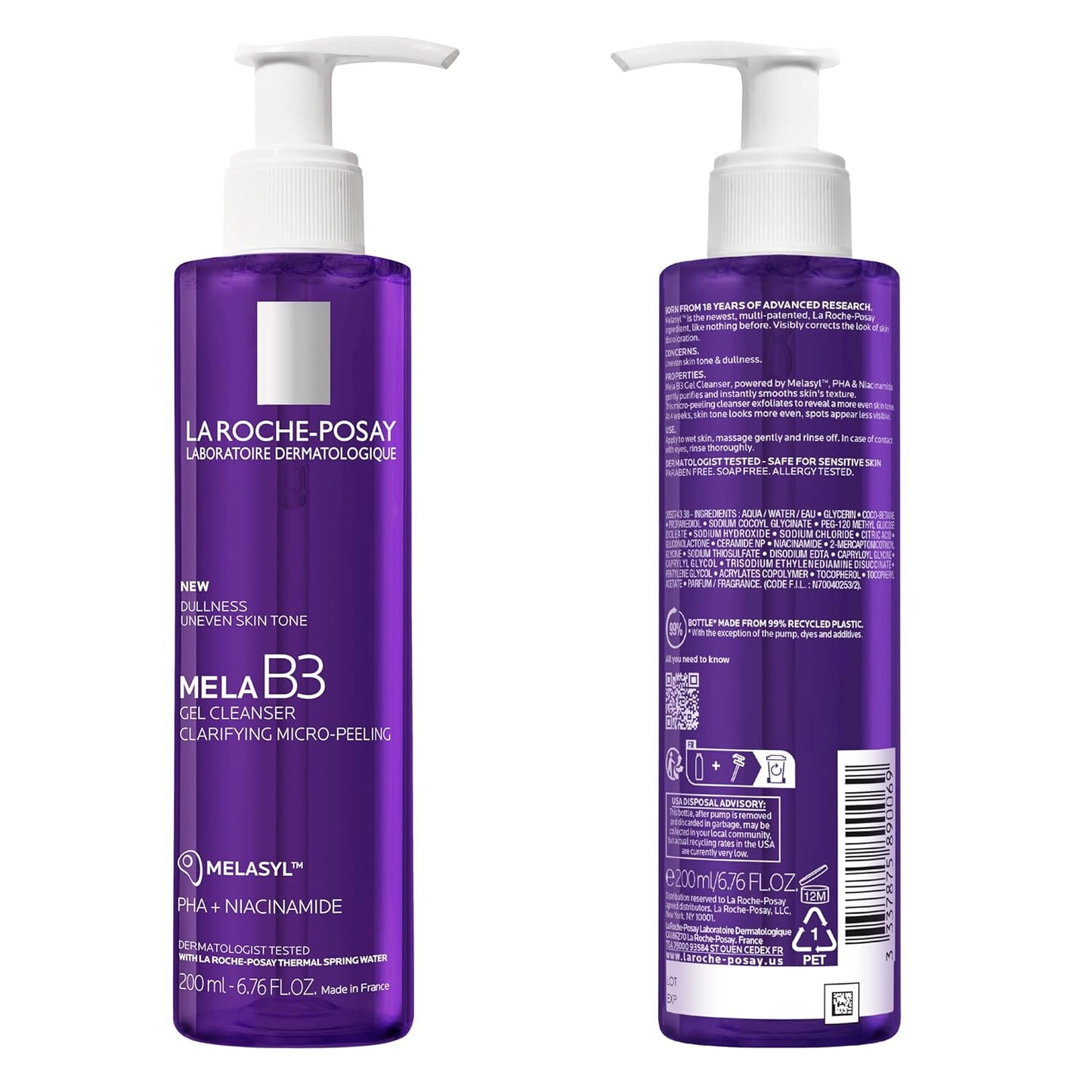 La Roche-Posay Mela B3 Cleanser Gentle Choice for Reactive Skin, Dermatologist Tested Wash for Discoloration