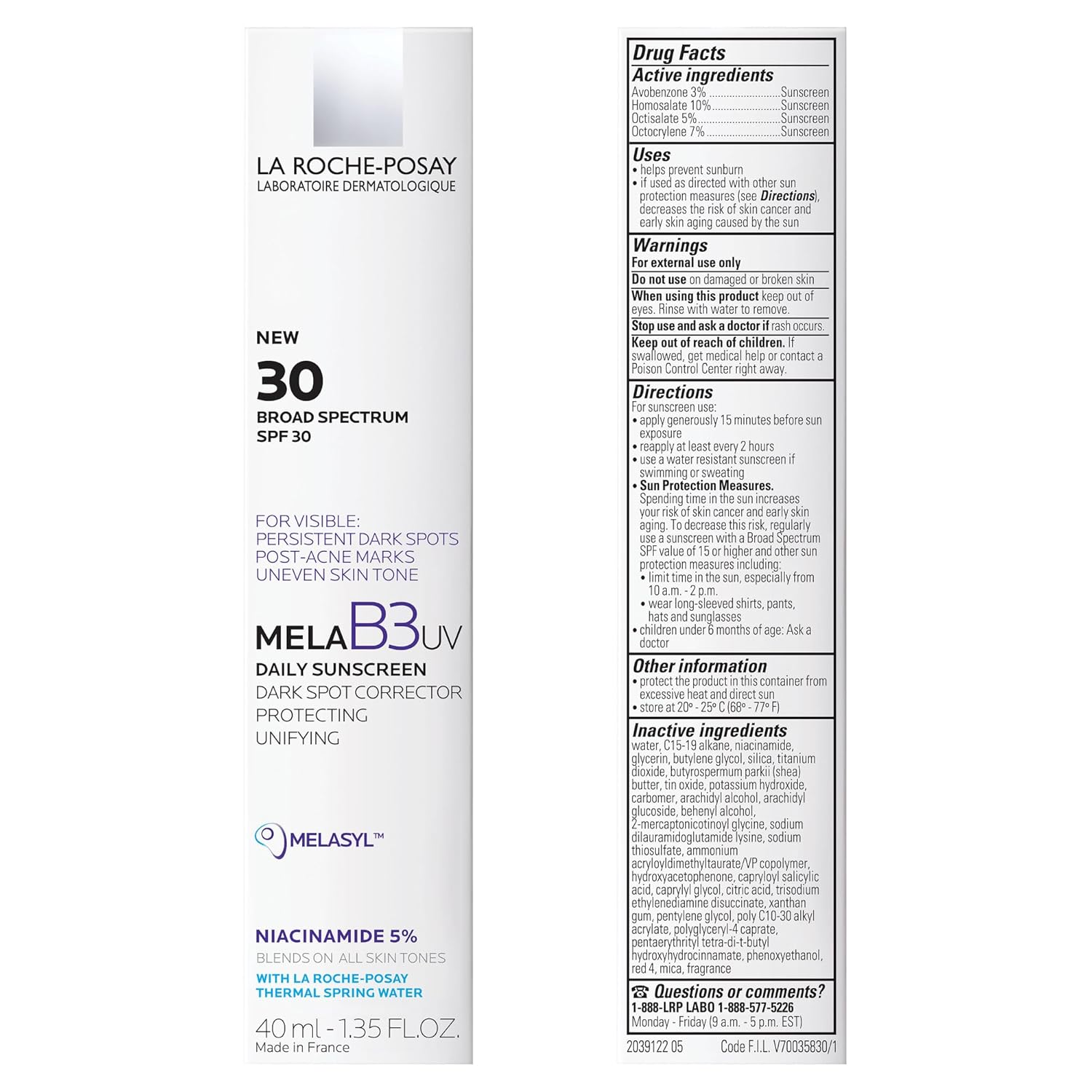 La Roche-Posay Mela B3 UV Daily Sunscreen – Safe Sunscreen for All Skin Tones, Dermatologist-Recommended Formula
