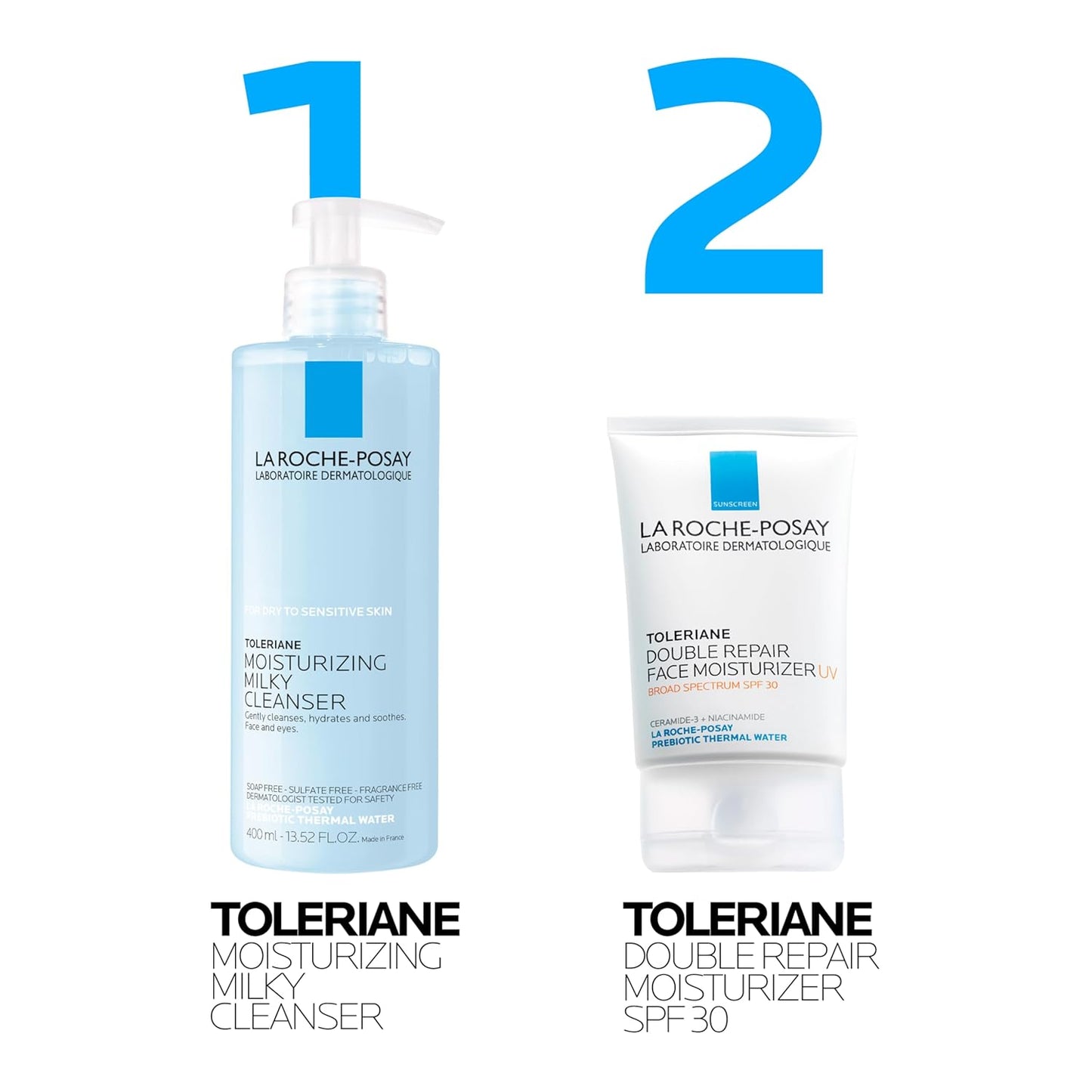 La Roche-Posay Toleriane Gentle Milky Cleanser – Soothing Evening Skincare Ritual for Reactive, Allergy-Prone Skin