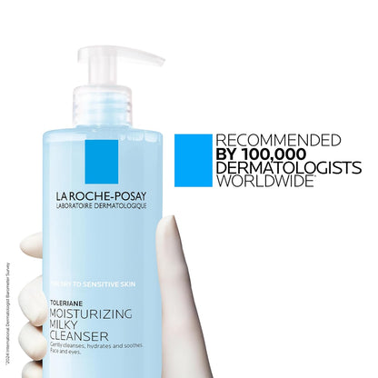 La Roche-Posay Toleriane Gentle Milky Cleanser – Soothing Evening Skincare Ritual for Reactive, Allergy-Prone Skin
