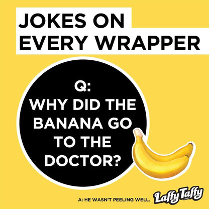 Laffy Taffy Candy Jar, Banana, 145 Count – Individually Wrapped Chewy Mini Bars for Kids Lunchboxes, After-School Snacks, and Birthday Party Favors
